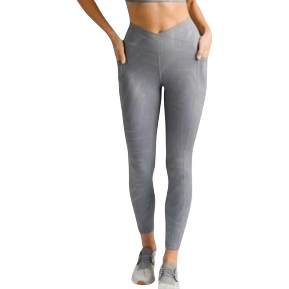 ZYIA Active Women's Gray Majesty Light N Tight Printed Crossover Legging Size 4